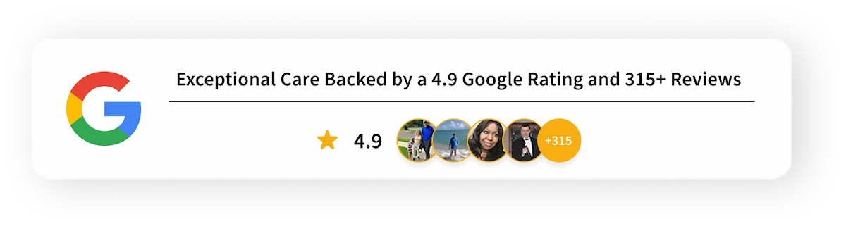 A review snippet showcasing our 4.9 average star rating on Google